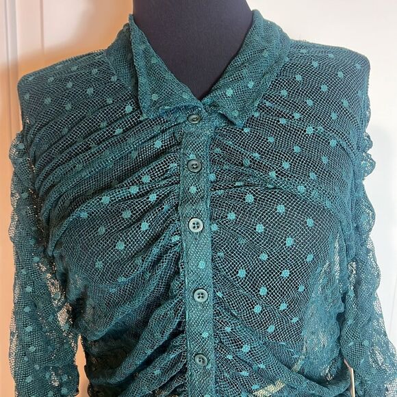 BNWT - STEELE LITA LONG SLEEVE GREEN LACE TOP - XL - Picture 2 of 8